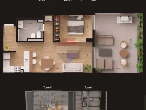 Departamento en Venta de 1 dormitorio