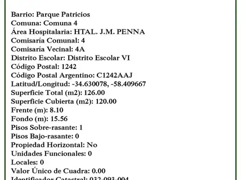 Terreno en Venta de 123,0 m2