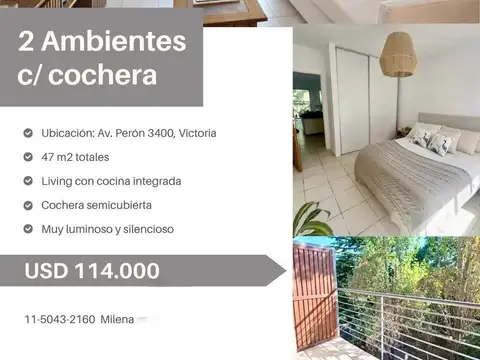 Victoria, Departamento en venta de 2 ambientes en muy buen estado , con cochera