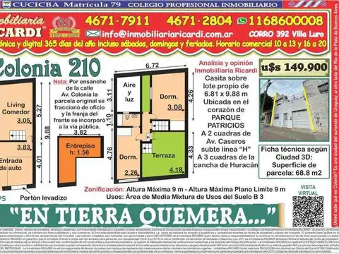 EN TIERRA QUEMERA Casita sobre lote propio 6.81x9.88