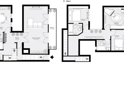 Depto Tipo Casa 5 ambientes con 2 baños