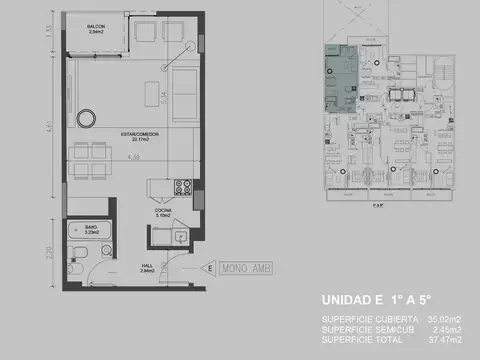 Departamento en Venta de Monoambiente