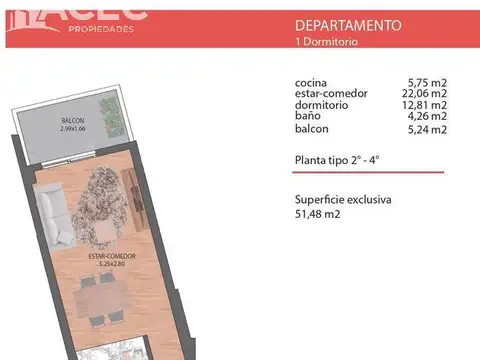 Departamento en Venta de 2 ambientes