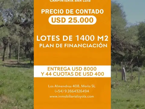 Lotes de 1400 m2 posible FINANCIACIÓN 