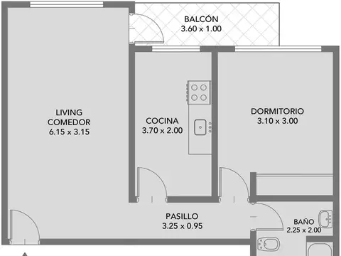 Departamento en Venta de 1 dormitorio