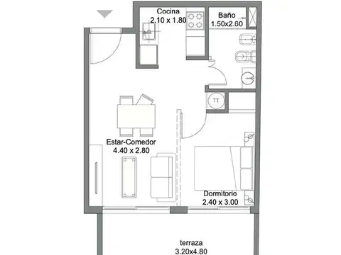 Departamento en Venta de 2 ambientes
