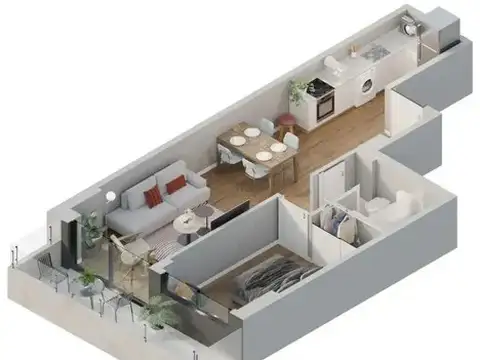 Departamento 3 ambientes con 2 baños