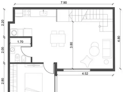 Depto Tipo Casa en Venta de 2 ambientes