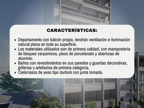 Departamentos en construcción: Monoambientes, 1, 2 y 3 dormitorios