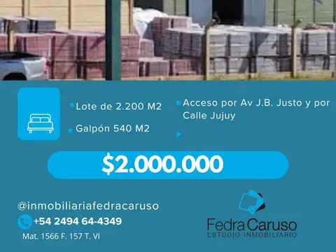 Amplio galpón en alquiler con gran lote y doble acceso – J.B. Justo al 1500