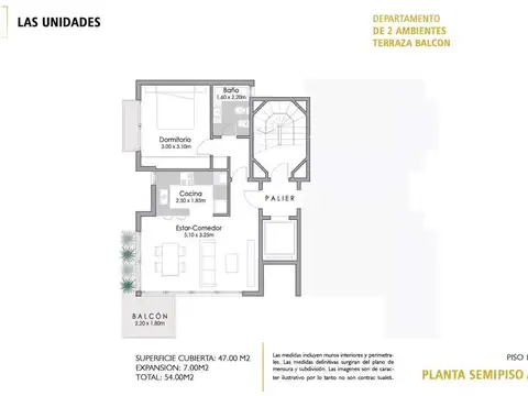 Departamento 2 ambientes con 1 baño