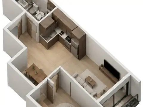 Departamento 3 ambientes con 1 baño