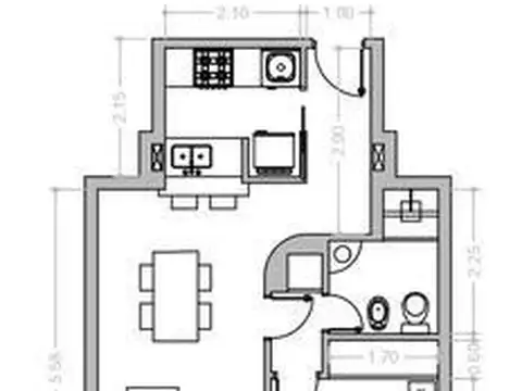 Departamento 2 ambientes con 1 baño