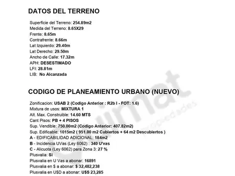Terreno en Venta de 254,0 m2