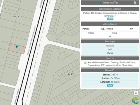 LOTE EN VENTA RUTA 58 CANNING FRENTE SAINT THOMAS