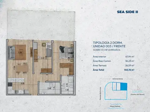 VENTA Apartamento POCITOS 2 dormitorios con patio