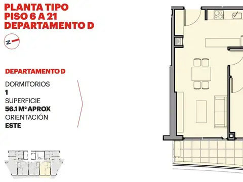 Departamento 2 ambientes con 1 baño