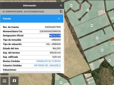 Terreno en Venta de 500,0 m2