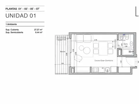 Departamento en Venta de Monoambiente