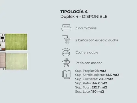 Casa 4 ambientes con 2 baños