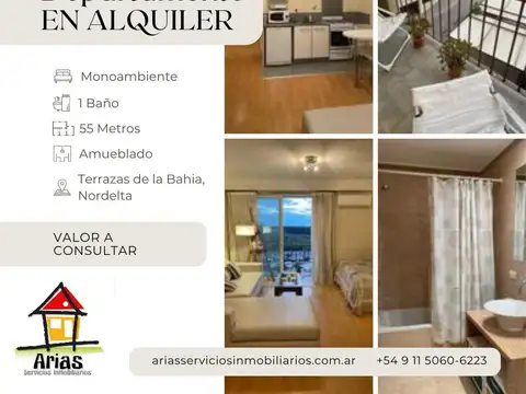 Monoambiente en alquiler Terrazas de la Bahia