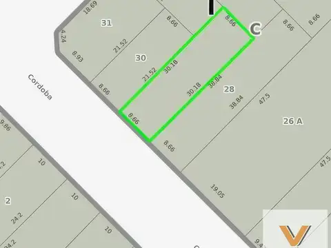 Terreno en Venta 8  mts Frente