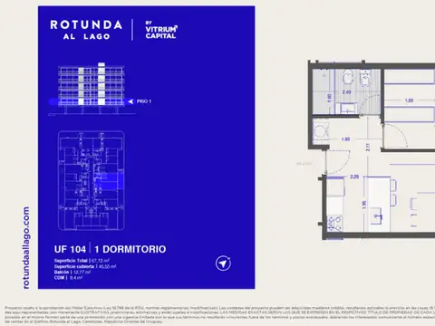 Departamento en Venta de 1 dormitorio