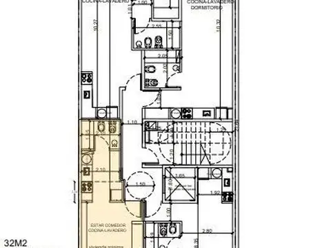 Departamento Monoambiente con 1 baño