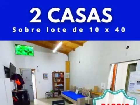 2 casas, lote 10 x 40, patio, 3 dormitorios