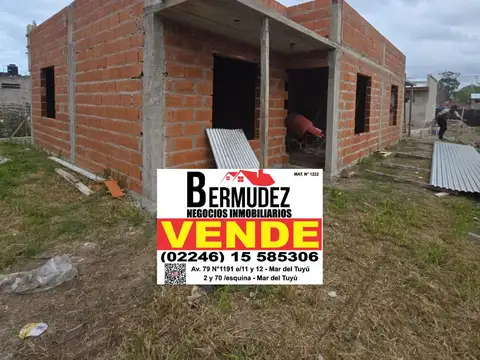 VENTA CHALET 3 AMBIENTES MEDIO Y FONDO A ESTRENAR CALLE 76 ENTRE 8 Y 9 MAR DEL TUYU ANTICIPO Y CUOTAS 