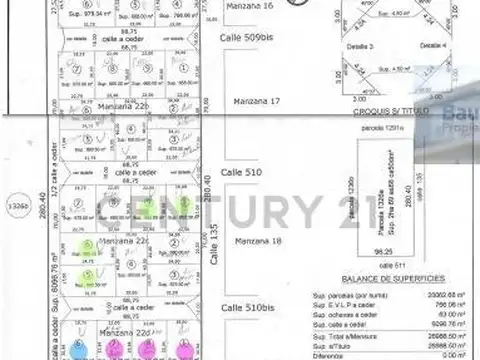 Terreno en Venta 27  mts Fondo