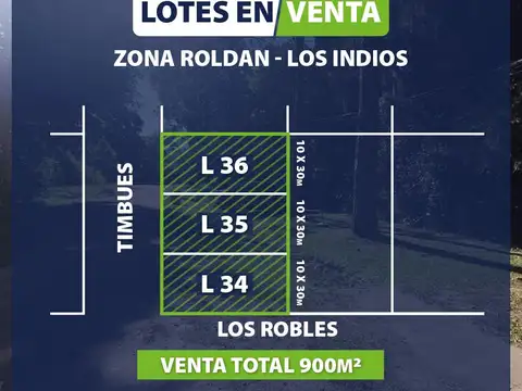 Venta de Terreno - Lote en Roldan Barrio los Indios