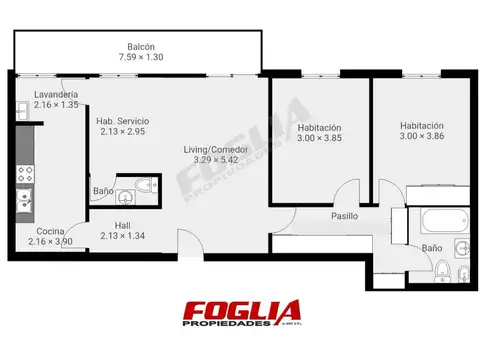 Departamento en Venta de 3 ambientes
