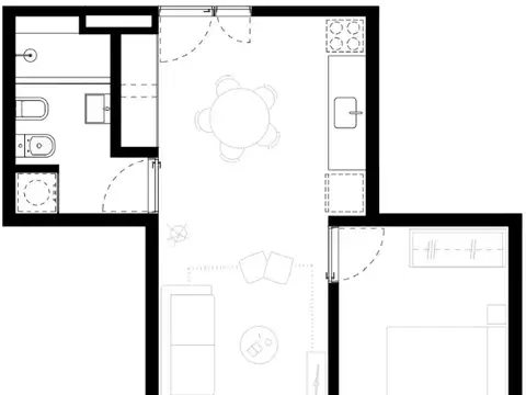 Departamento 2 ambientes con 1 baño