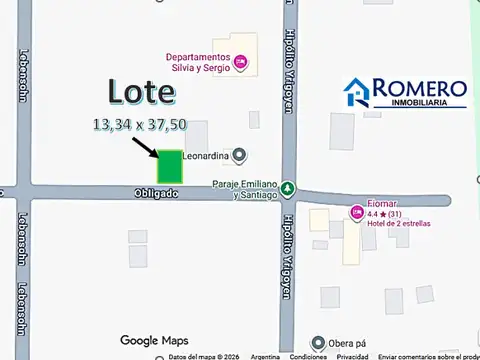 Terreno en Venta 37  mts Fondo