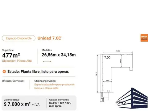 DEPOSITO DENTRO DE PARQUE INDUSTRIAL - 470m2