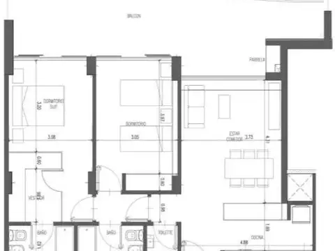 Departamento en Venta de 3 ambientes