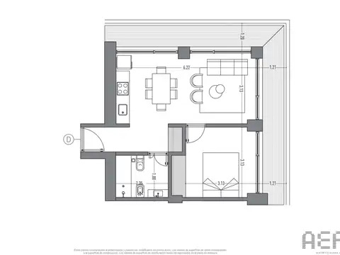 Departamento en Venta de 1 dormitorio