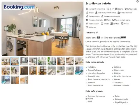 Departamento Monoambiente con 1 baño
