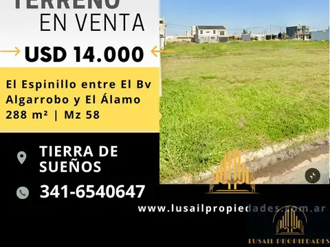 Oportunidad Terreno en Tierra de Sueños Puerto General San Martín