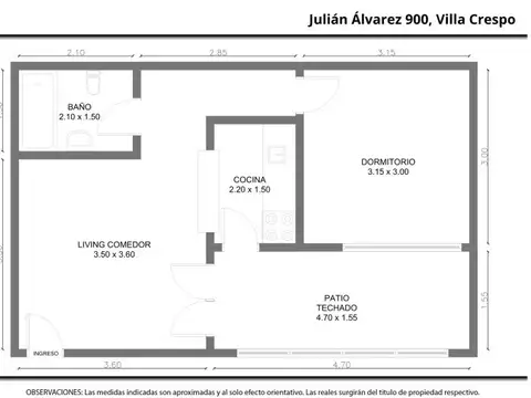 Depto Tipo Casa en Venta en Villa Crespo, USD 67.000