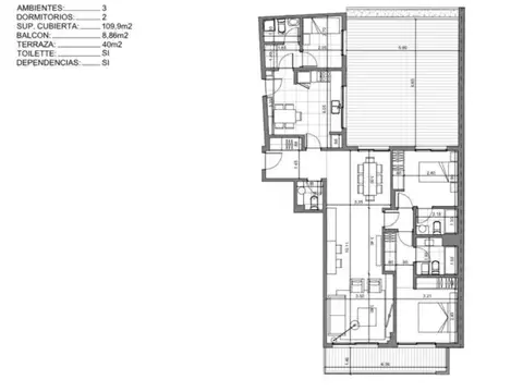 Departamento en Venta de 3 ambientes