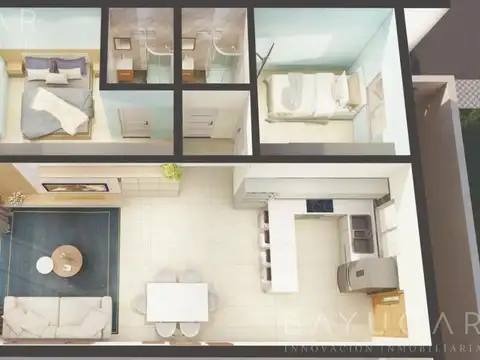 Departamento 3 ambientes con 2 baños