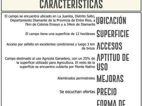 Campo en Venta de 12  ha