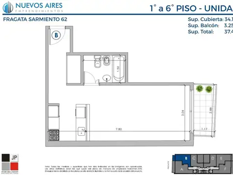 Departamento en el emprendimiento Fragata Sarmiento 62