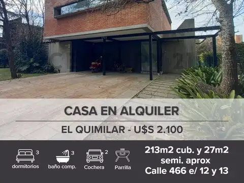 Casa en alquiler en el quimilar 3 dormitorios