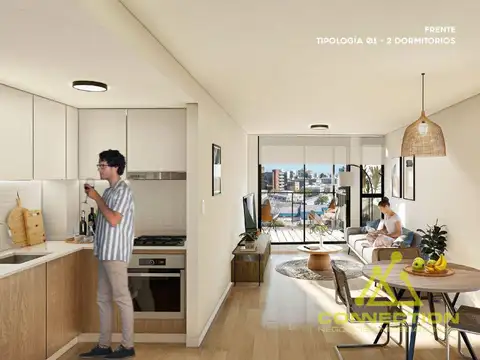Departamento 2 ambientes con 1 baño
