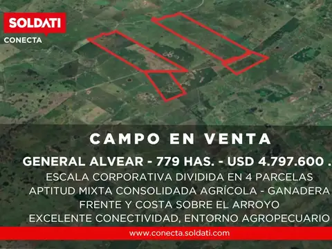Venta - Campo mixto 4 parcelas de 779 has. totales en Gral.Alvear