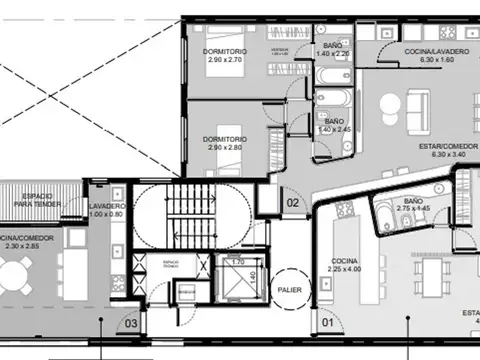 Departamento 4 ambientes con 3 baños