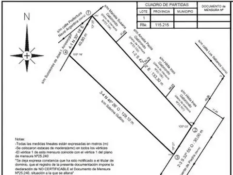 Terreno en Venta 129  mts Fondo